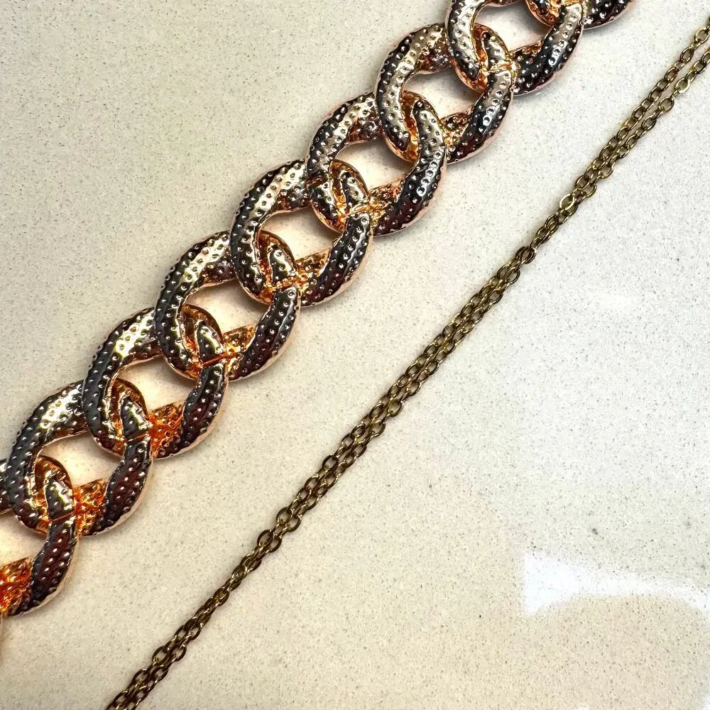 Rose Gold Tone Iced Out Cuban Link Chain 20